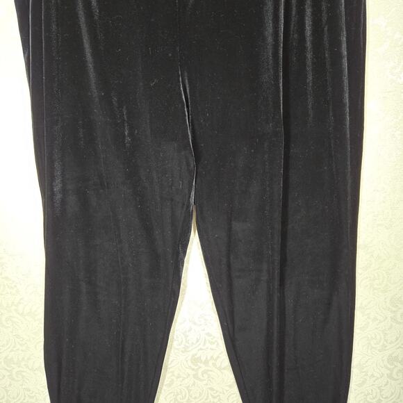 Denim 24/7 Velvet Pull On Pants sz 2X Black Elastic Waist Lounge NEW - Picture 3 of 13